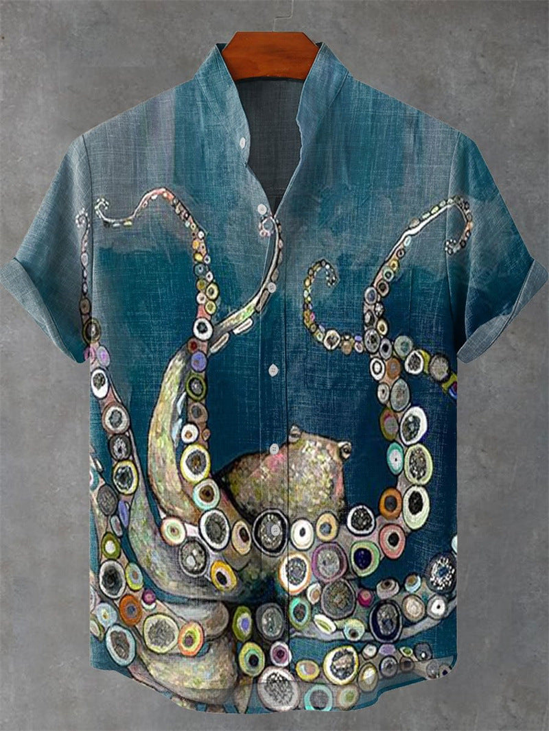 Camisa Hombre Manga Larga Estampado 3D Casual Vintage