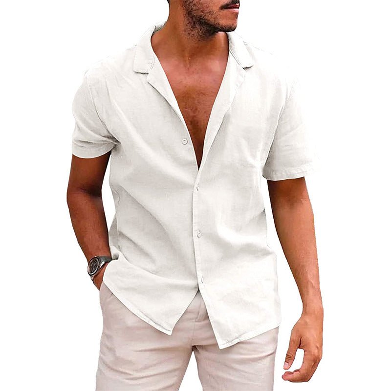 Camisa Lino Hombre Manga Corta Casual Suelta Verano - Irina Shop