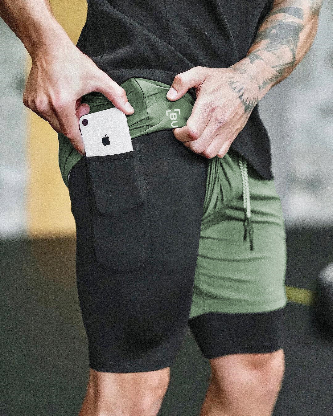 Pantalon Corto Compresion Deportivo con Bolsillo Hombre
