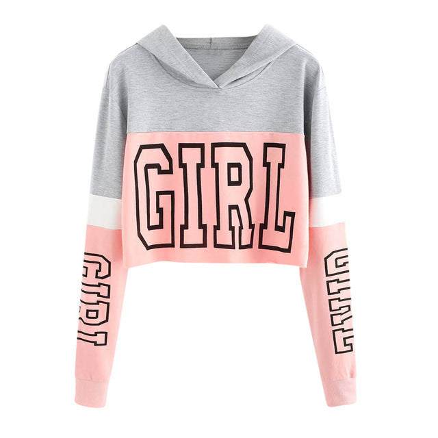 Sudadera Crop con Capucha Mujer Patchwork