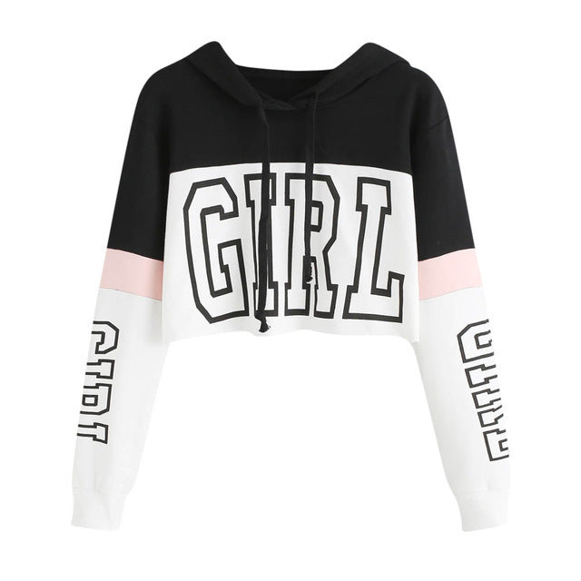 Sudadera Crop con Capucha Mujer Patchwork