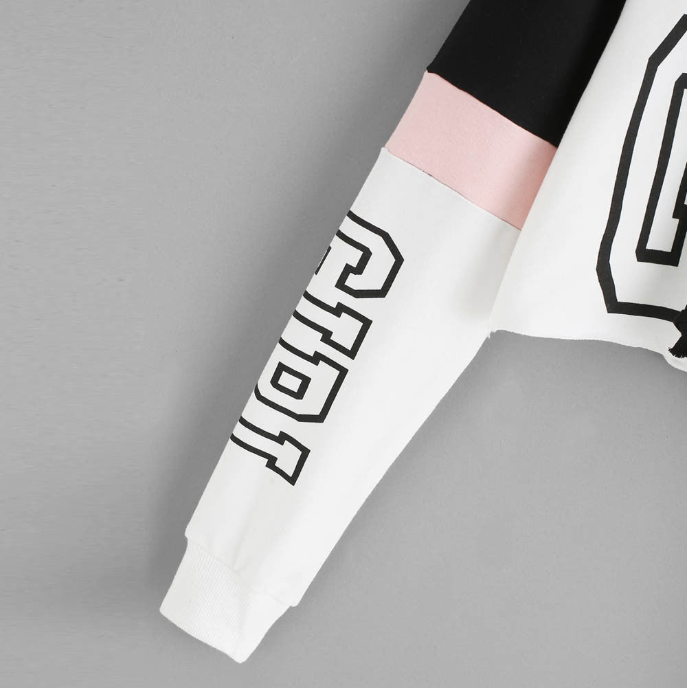 Sudadera Crop con Capucha Mujer Patchwork