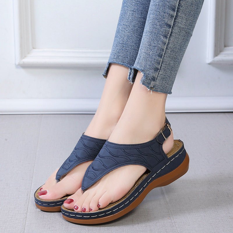 Sandalias Cuña Mujer — Chanclas Cómodas de Color Sólido - Irina Shop