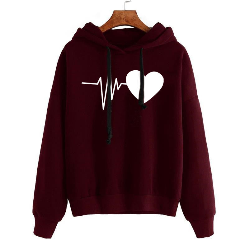 Sudadera Hoodie Mujer Estampado Corazon Streetwear