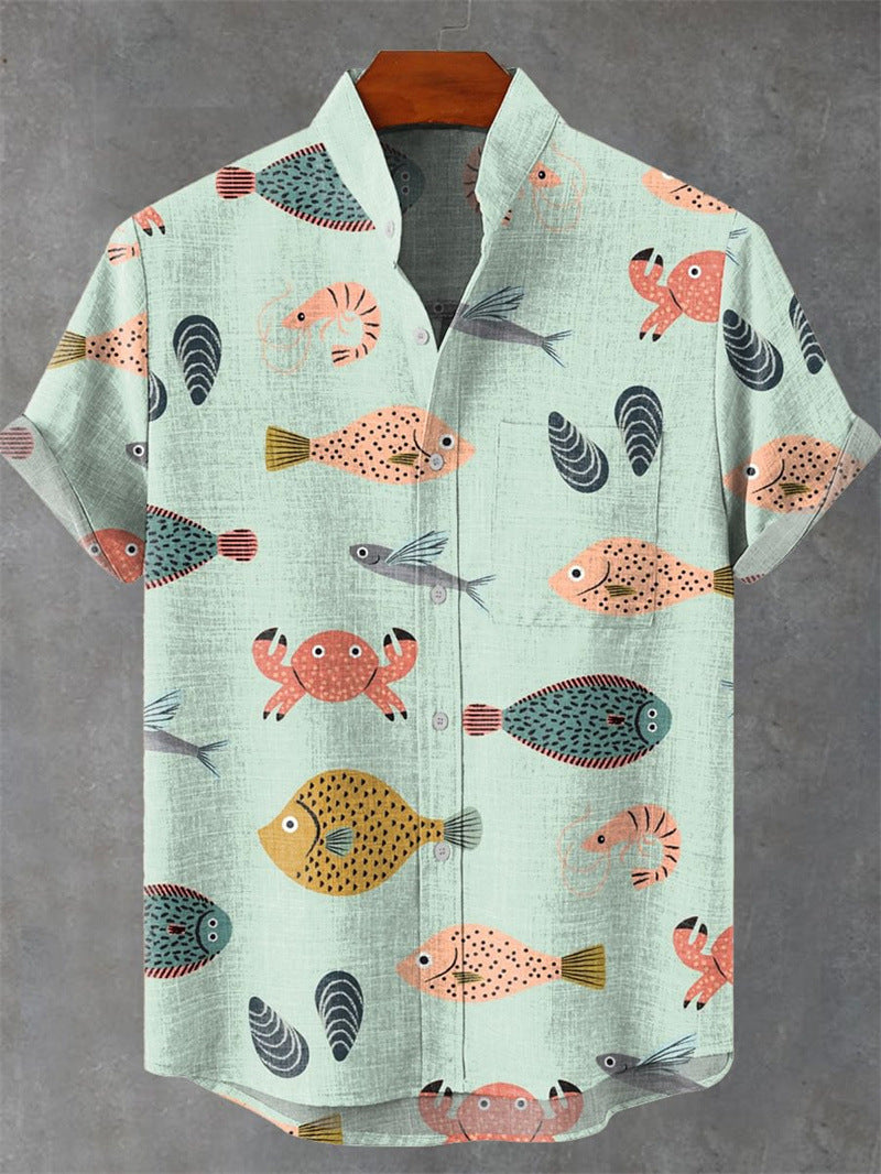 Camisa Hombre Manga Larga Estampado 3D Casual Vintage