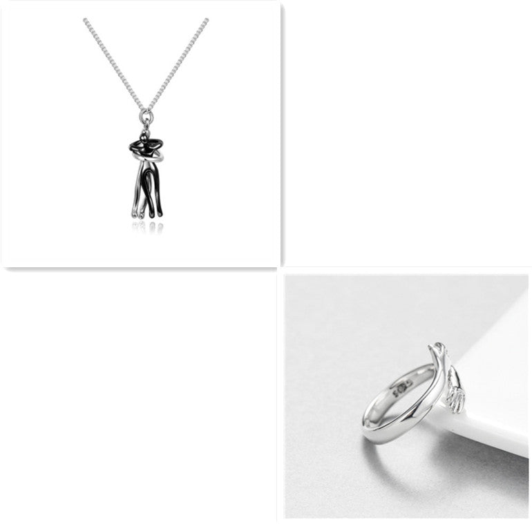 Collar Pareja Unisex Minimalista Abrazo Amor
