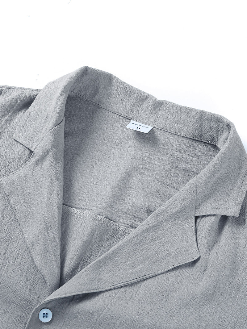 Camisa Lino Hombre Manga Corta Casual Suelta Verano