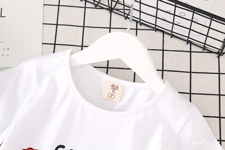 Conjunto Niña Verano - Camiseta Blanca y Falda Vaquera - Irina Shop