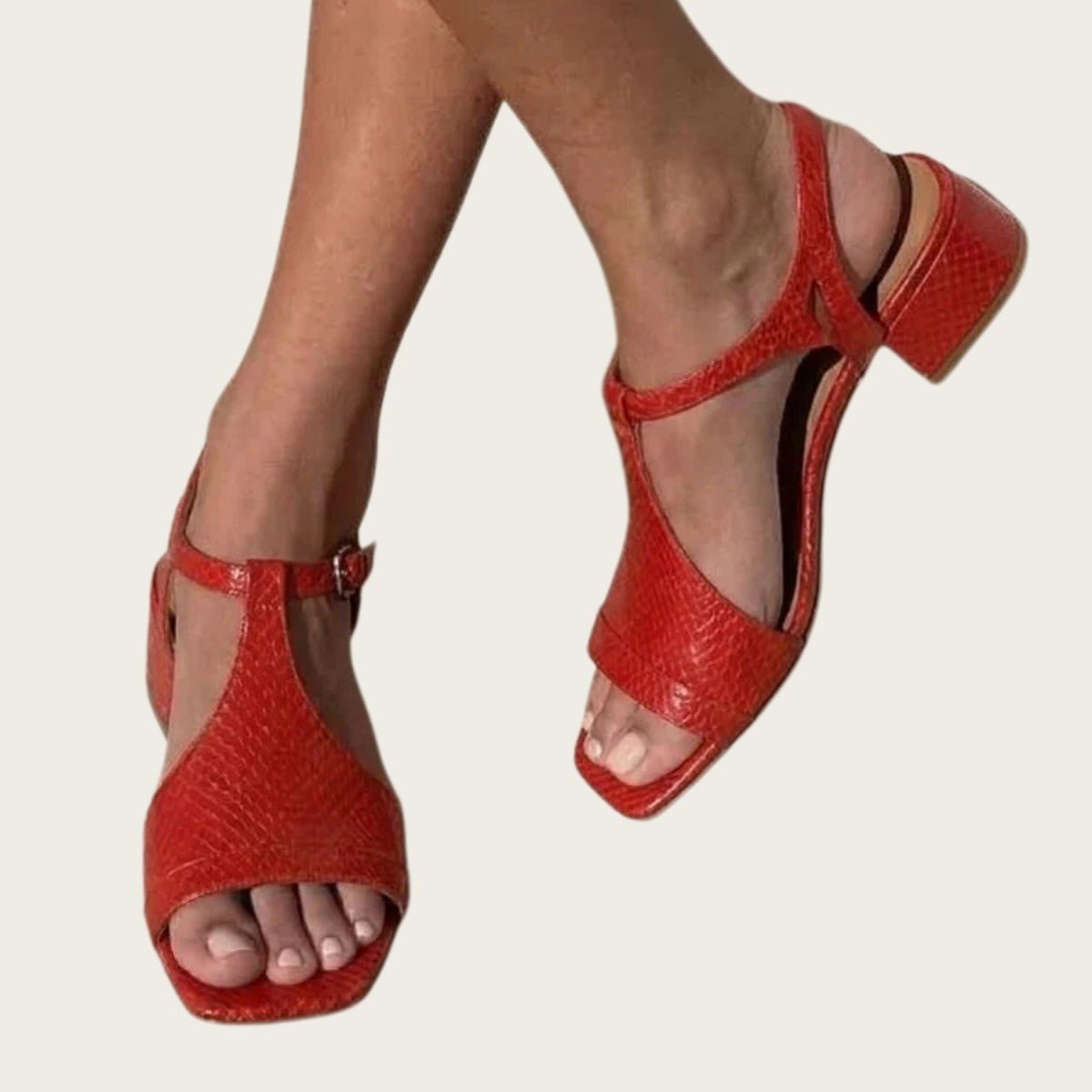 Womens Sandals With A Square Toe And Strap Buckle - Irina Shop