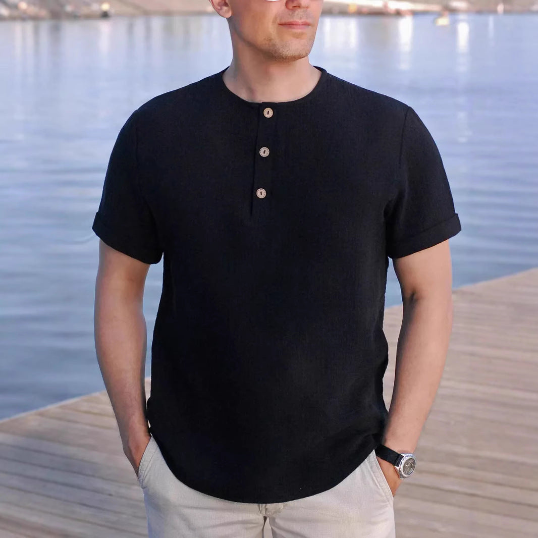 Camiseta Hombre Manga Corta Slim Fit Algodón Verano