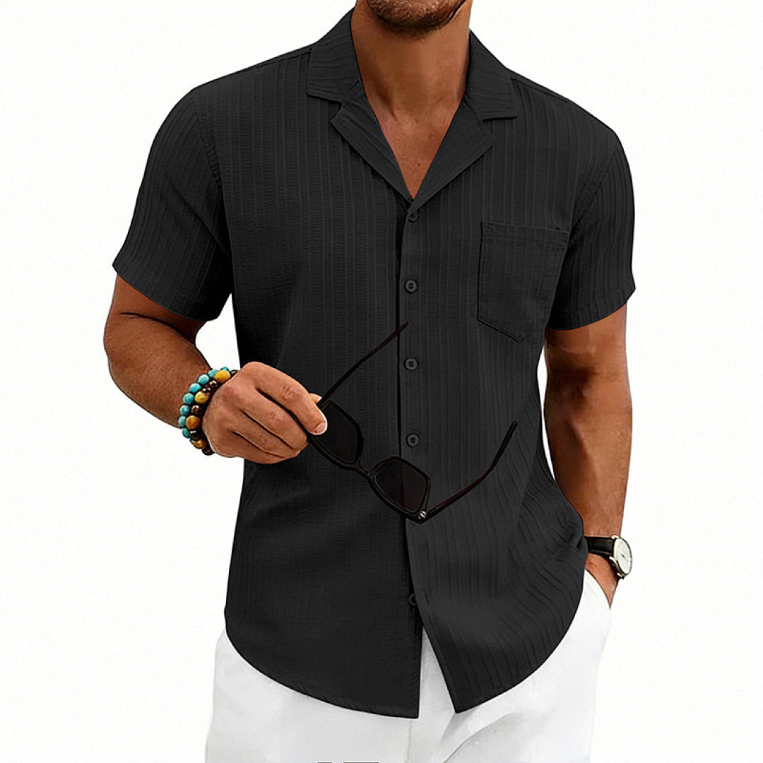 Camisa Hombre Manga Corta Cuello Cubano Talla Grande