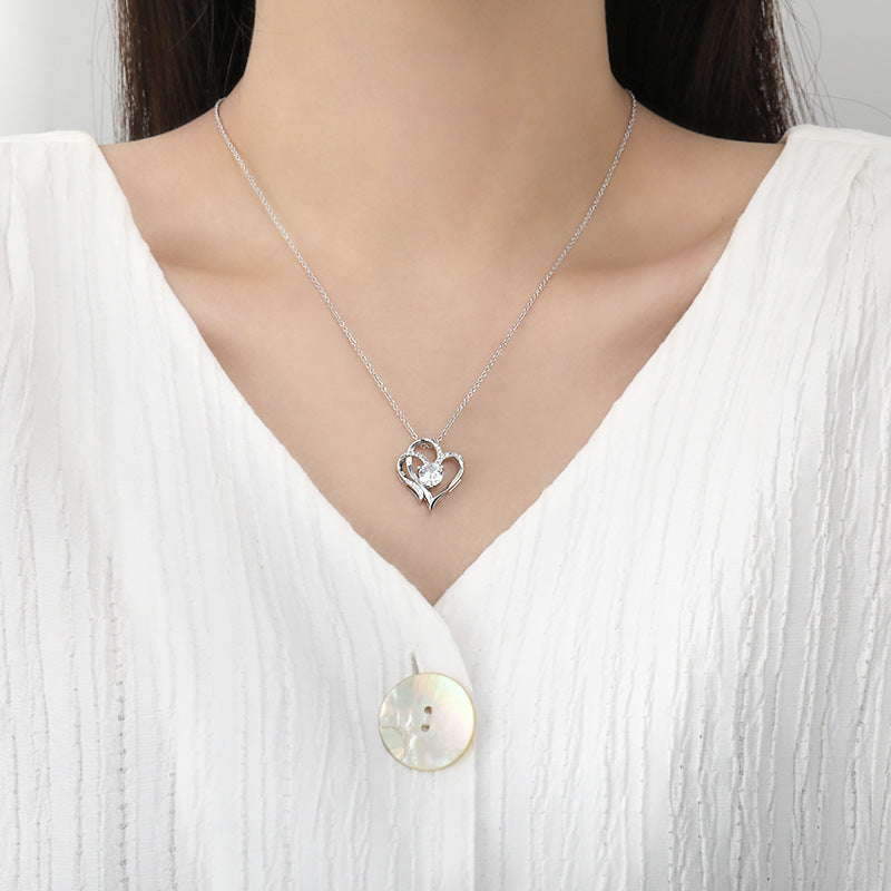 Collar Corazon Mujer Circones - Doble Amor Oro Blanco y Rosa
