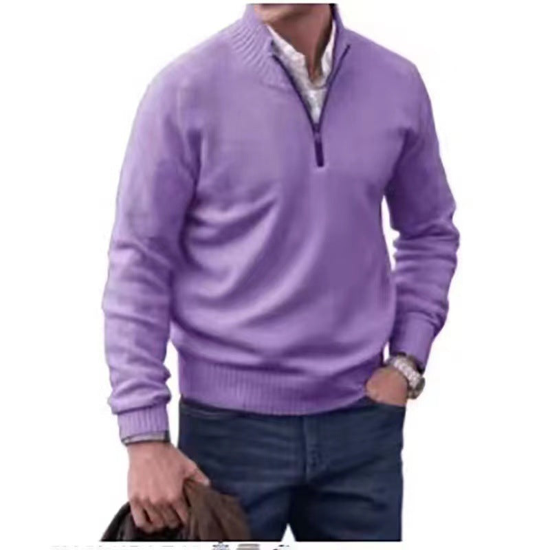 Jersey Hombre Cuello Alto Cremallera de Punto | Casual