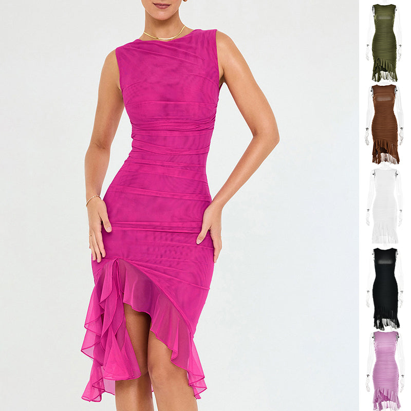 Vestido Ajustado Mujer Sin Mangas | Midi Elegante de Fiesta