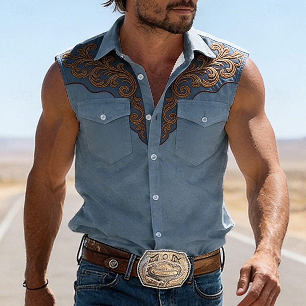 Camiseta Sin Mangas Hombre Verano | Estampada Retro con Bolsillo