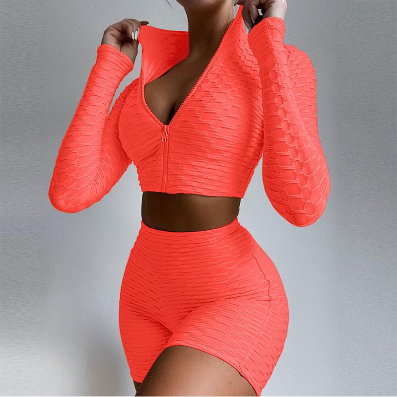 Ropa Yoga Mujer | Conjunto Top Manga Larga y Shorts Fitness - Irina Shop