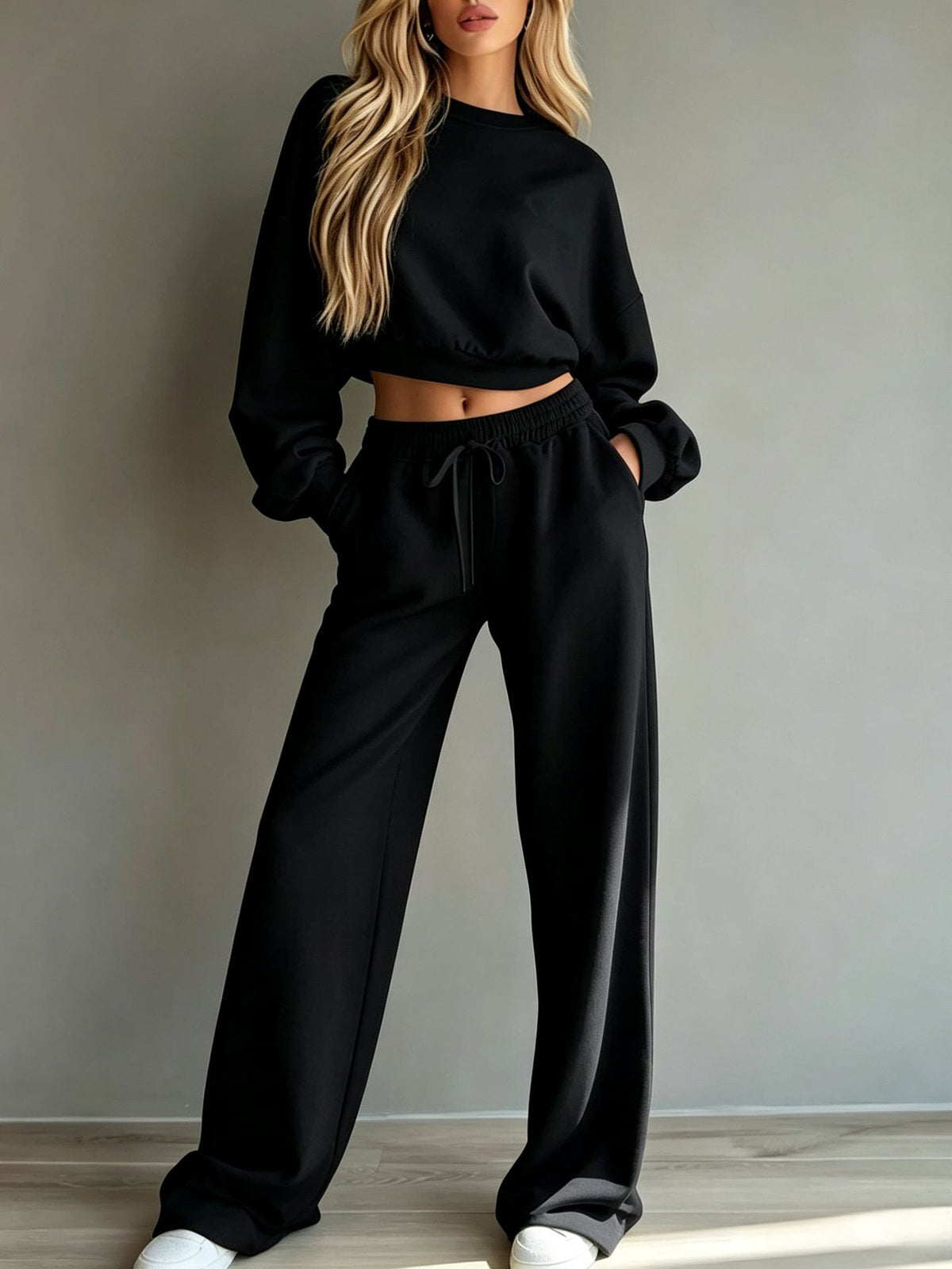 Conjunto Deportivo Mujer – Sudadera y Pantalón Pierna Ancha