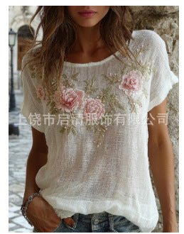 Top Mujer Manga Corta Hombros Caídos — Diseño Jacquard - Irina Shop