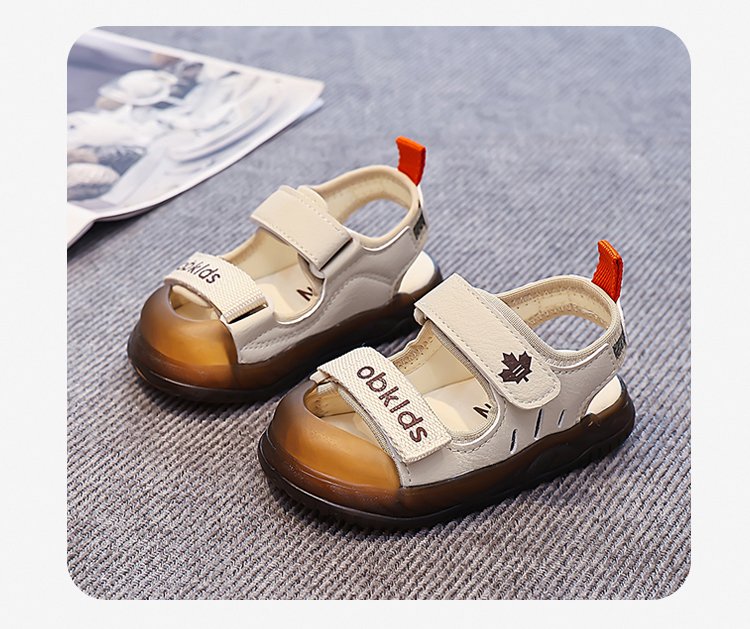 Sandalias Niño Verano Velcro | Punta Abierta Marrón y Negro