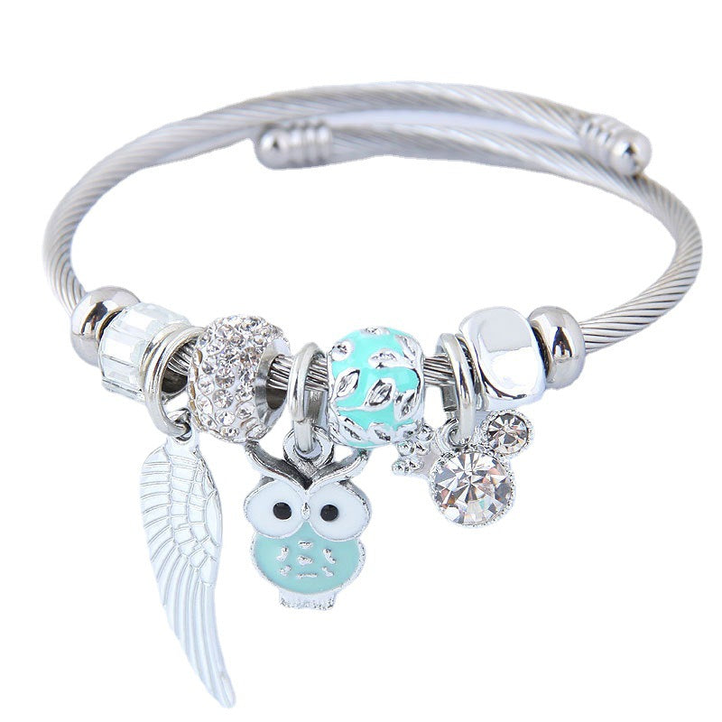Pulsera Acero Inoxidable Mujer Colgante Alas Ángel