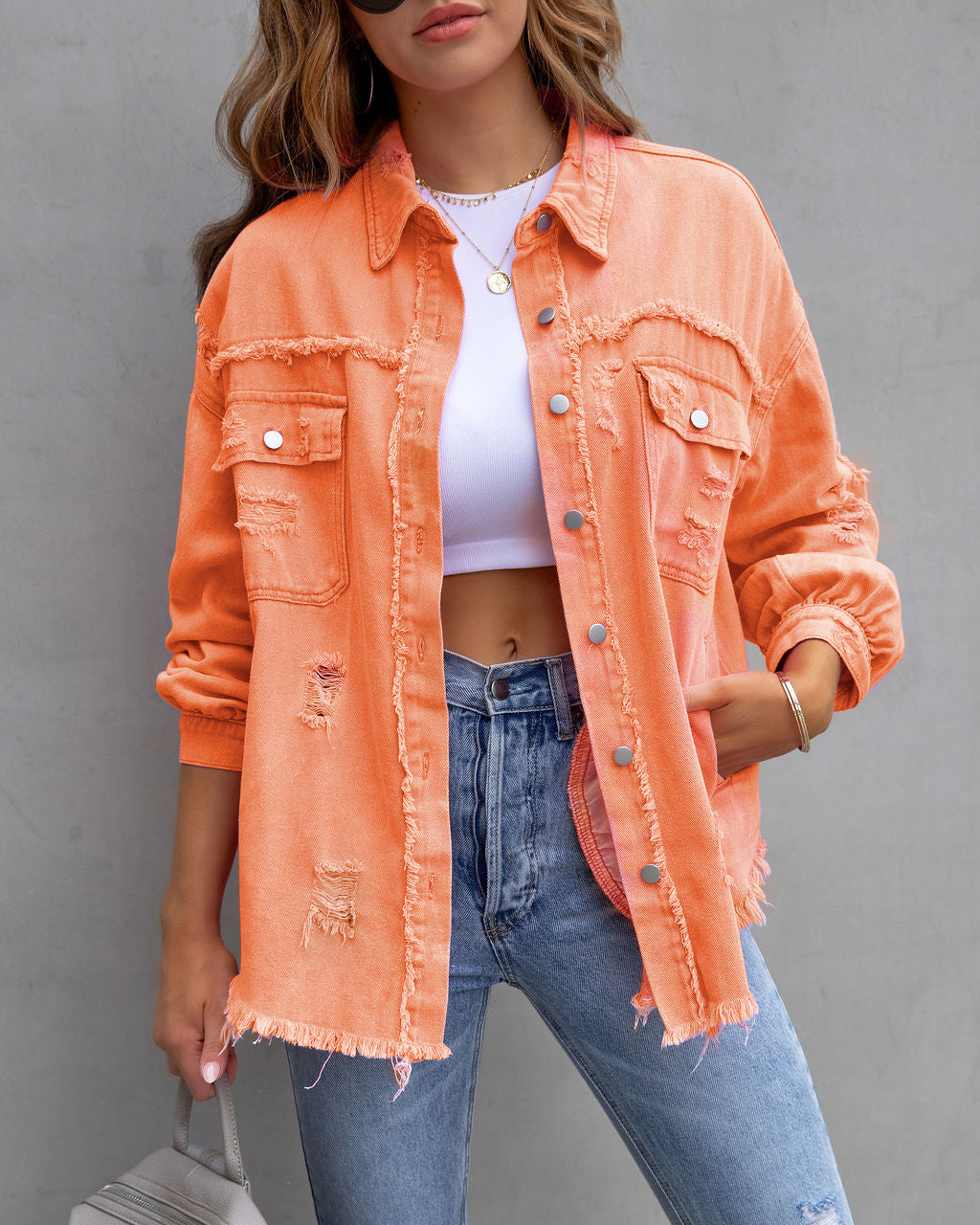Chaqueta Camisa Rasgada Mujer – Casual Primavera Verano