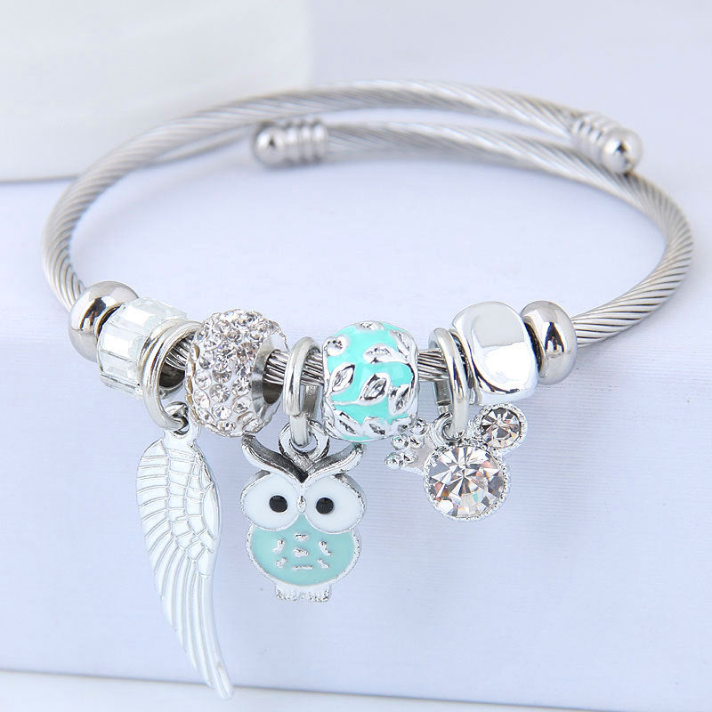 Pulsera Acero Inoxidable Mujer Colgante Alas Ángel