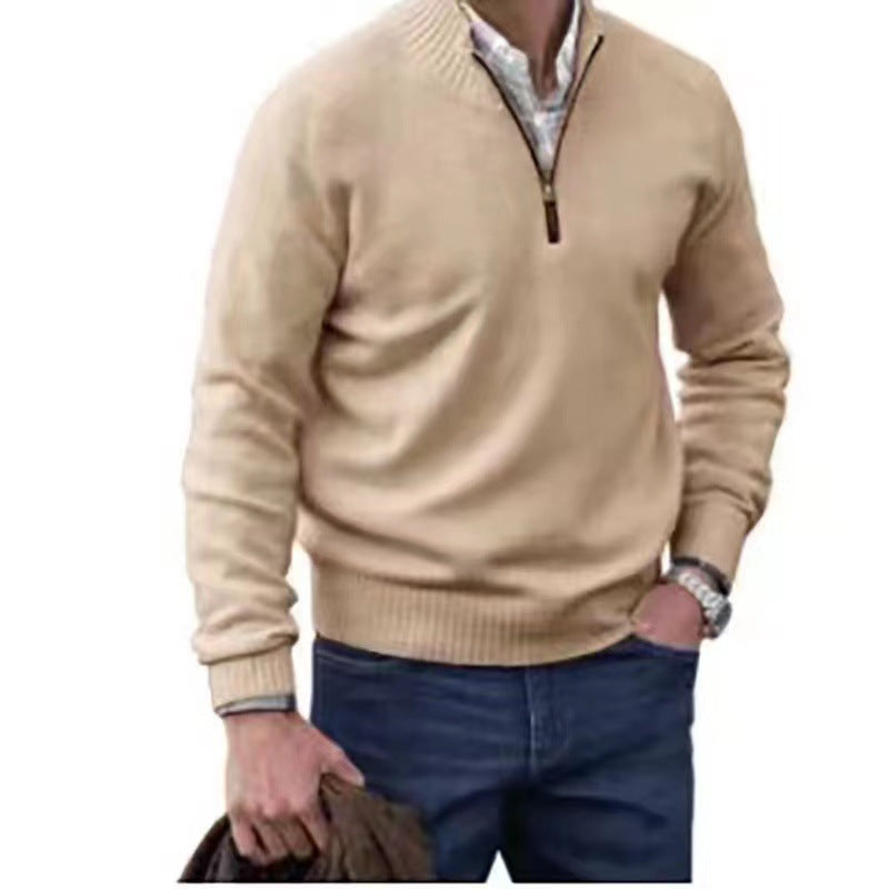 Jersey Hombre Cuello Alto Cremallera de Punto | Casual