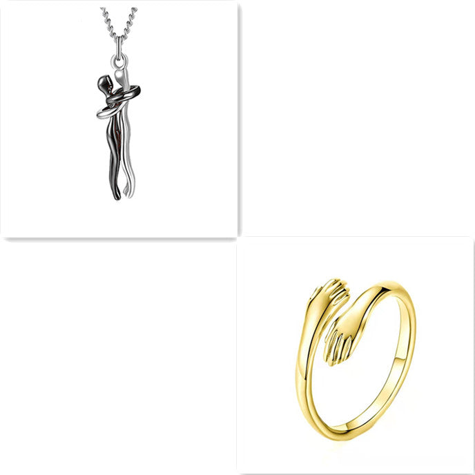 Collar Pareja Unisex Minimalista Abrazo Amor