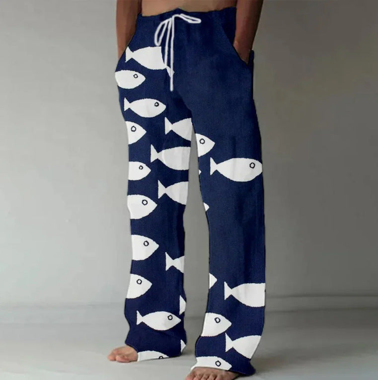Pantalones Casual Hombre Wide-Leg Estampado