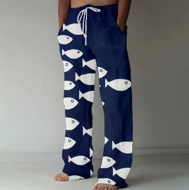 Pantalones Casual Hombre Wide-Leg Estampado - Irina Shop