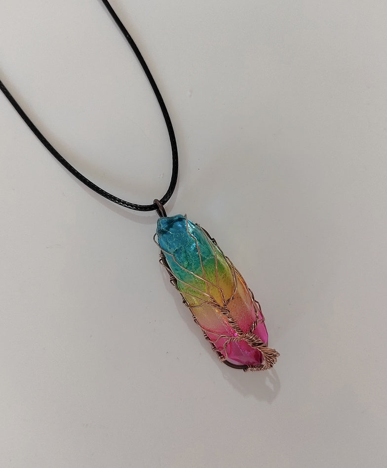 Collar Colgante Arbol de la Vida Cristal Piedra Natural Mujer