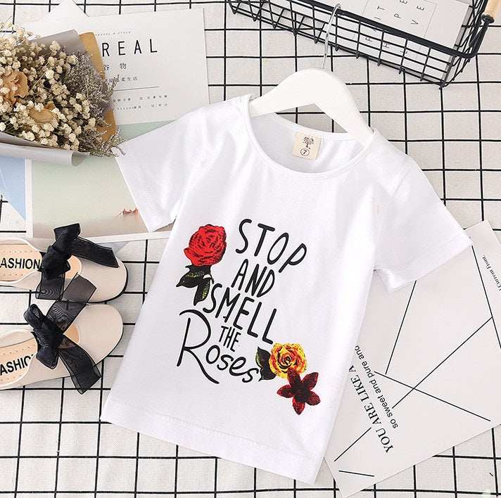 Conjunto Niña Verano - Camiseta Blanca y Falda Vaquera