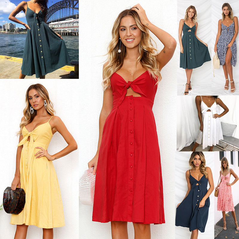 Vestido Verano Mujer Espalda Descubierta con Tirantes