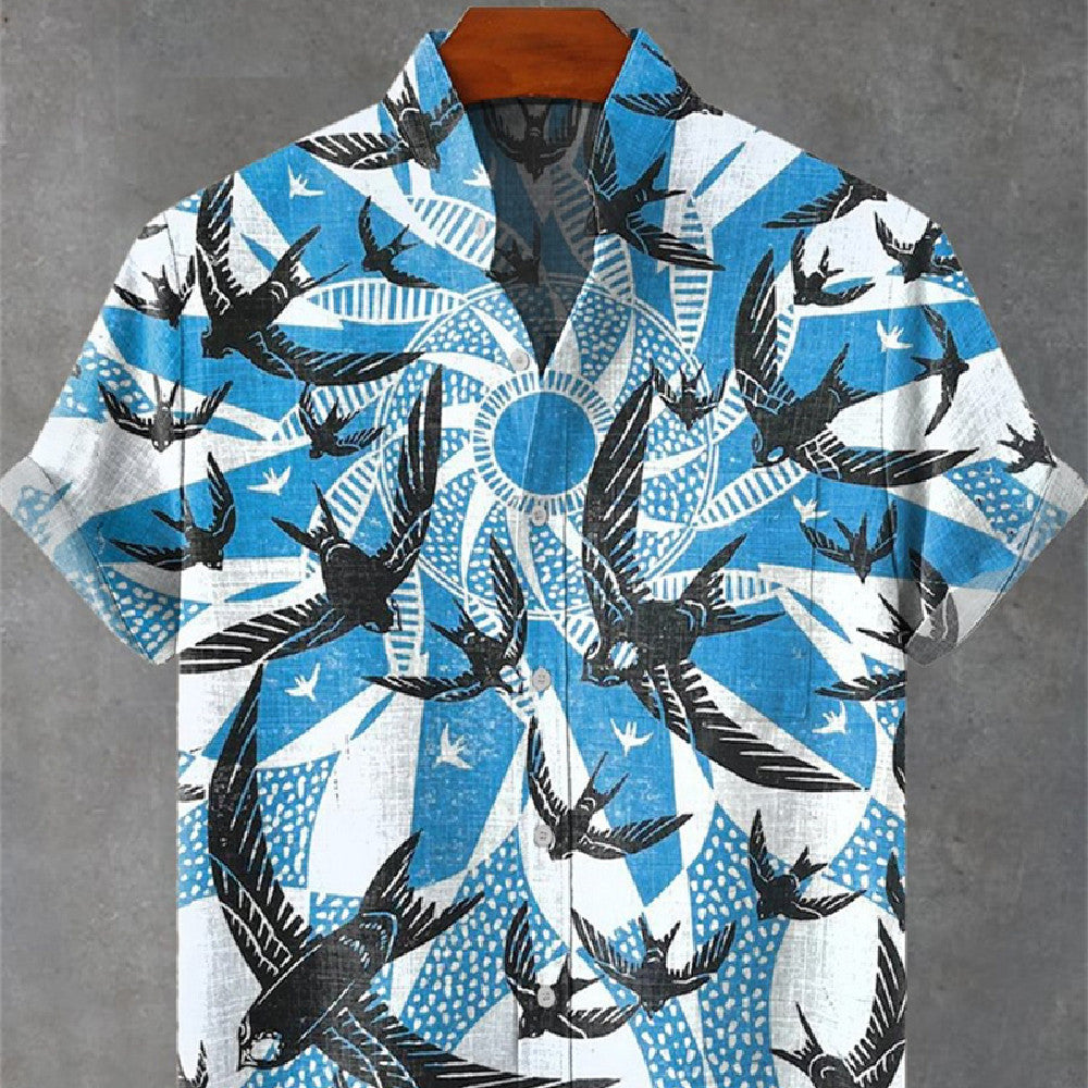 Camisa Hombre Manga Larga Estampado 3D Casual Vintage