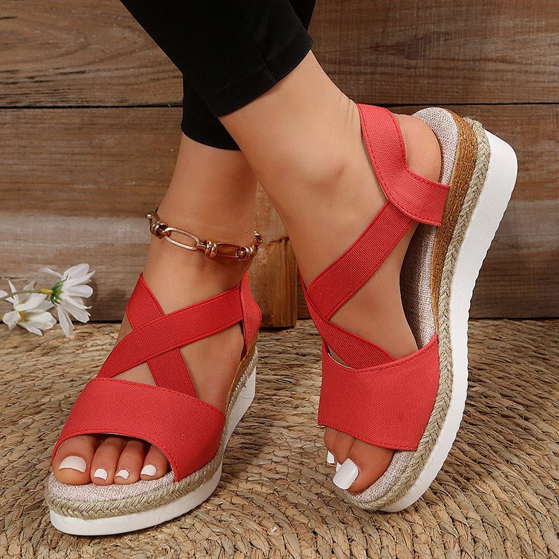 Sandalias Cuña Mujer con Tira Cruzada y Plataforma - Irina Shop