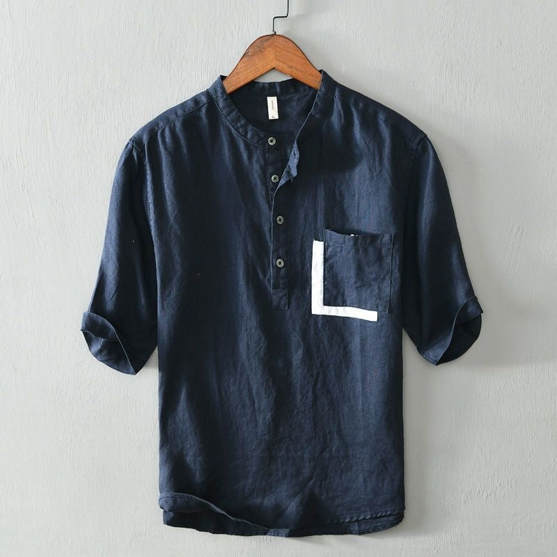 Camisa hombre manga corta - Estilo casual con bolsillos M-4XL