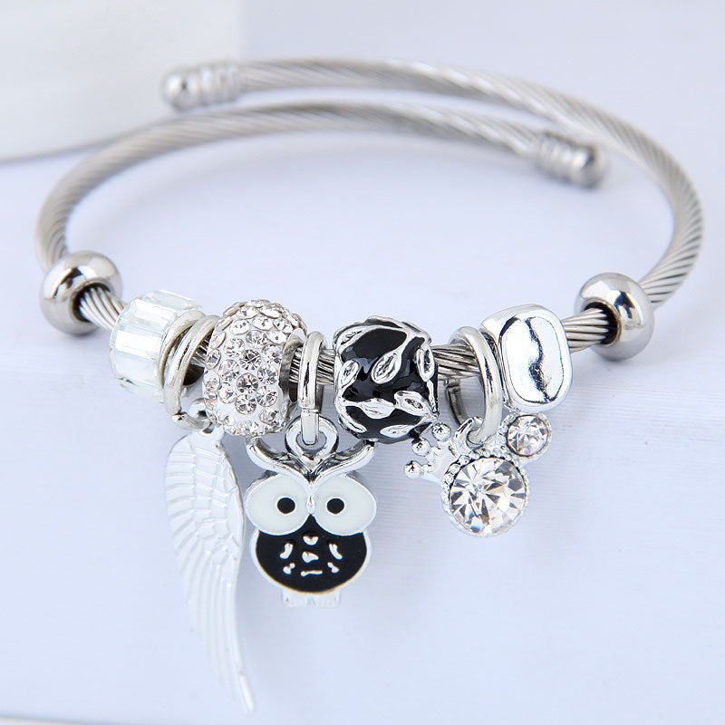 Pulsera Acero Inoxidable Mujer Colgante Alas Ángel