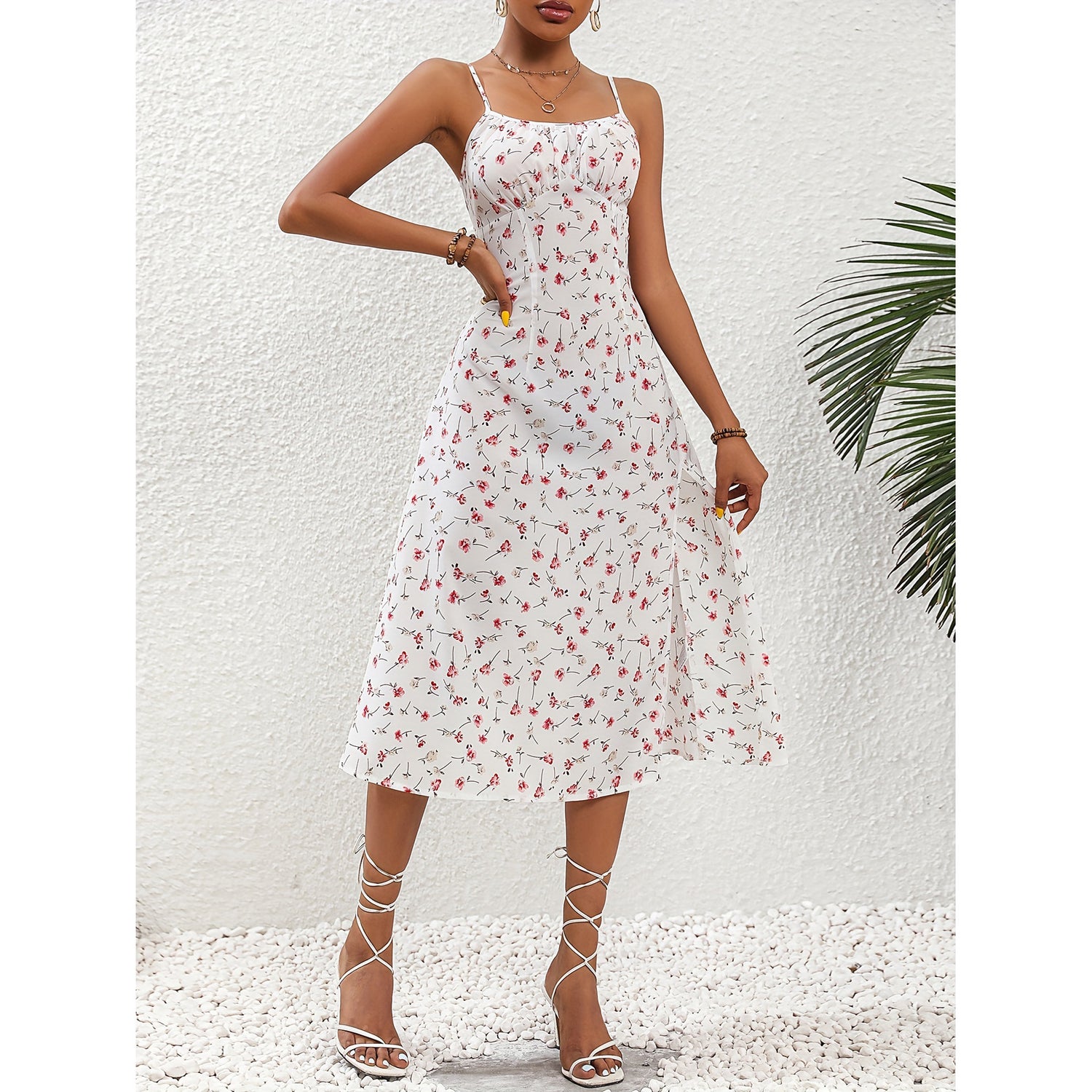 Vestido Largo Mujer Lunares Tirantes Abertura Lateral