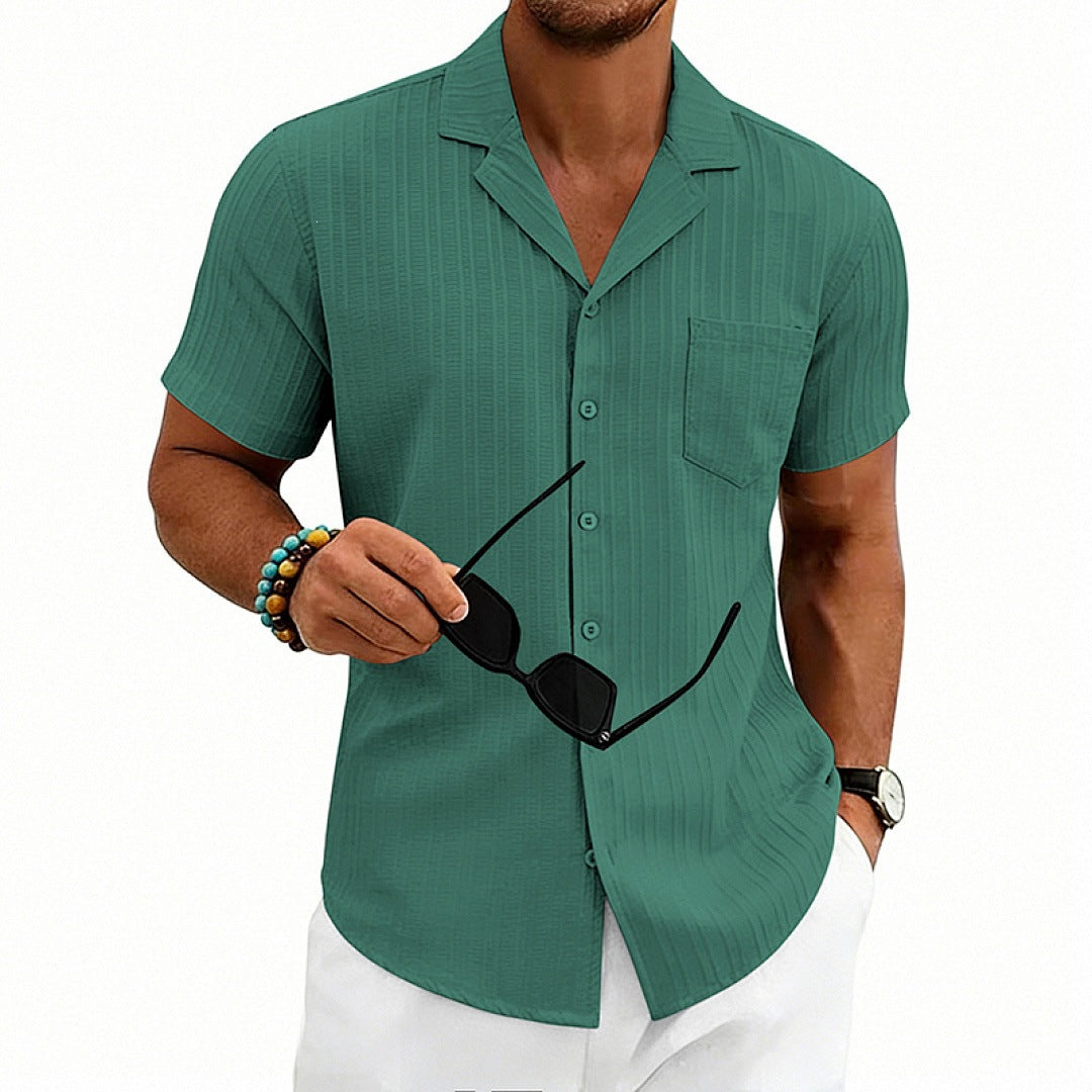 Camisa Hombre Manga Corta Cuello Cubano Talla Grande