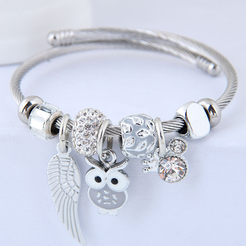 Pulsera Acero Inoxidable Mujer Colgante Alas Ángel