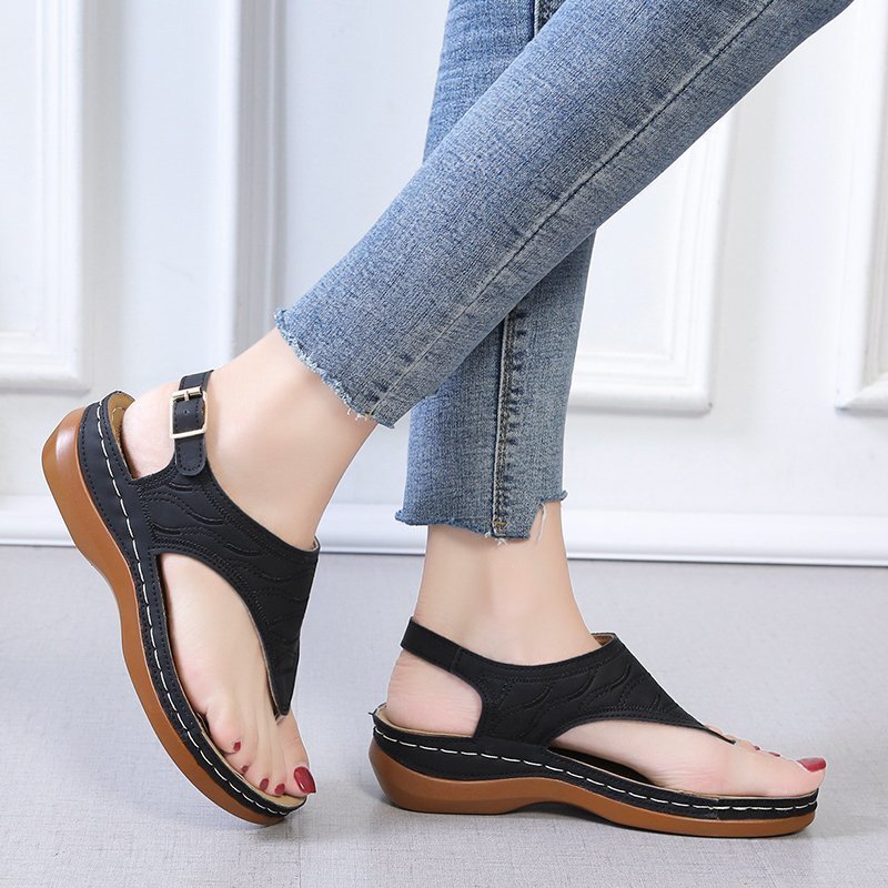 Sandalias Cuña Mujer — Chanclas Cómodas de Color Sólido