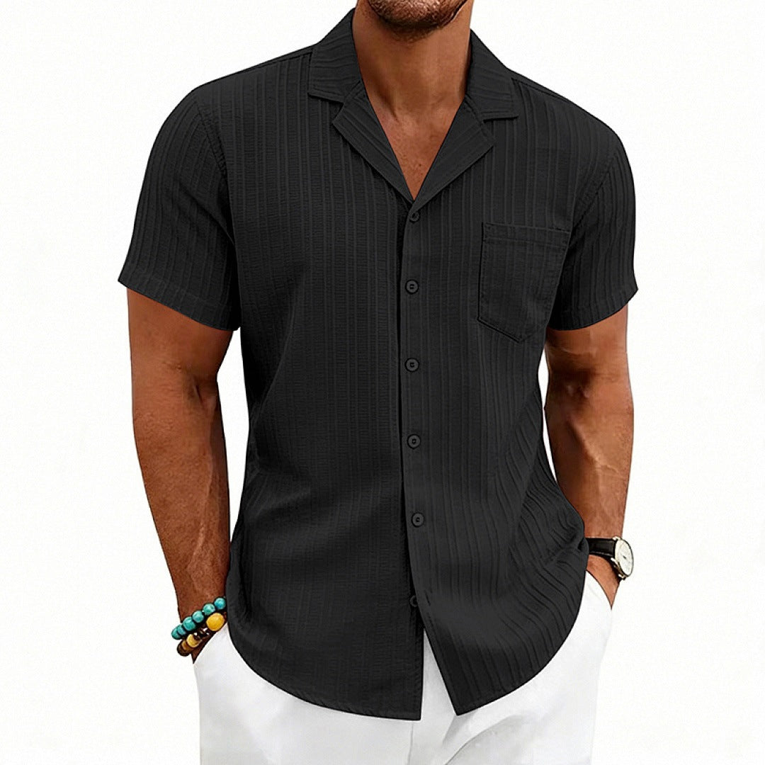 Camisa Hombre Manga Corta Cuello Cubano Talla Grande