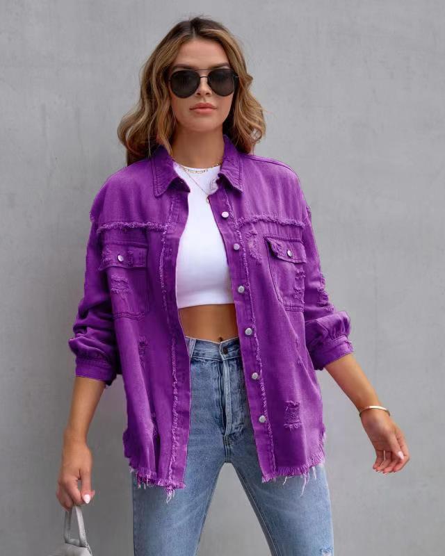 Chaqueta Camisa Rasgada Mujer – Casual Primavera Verano
