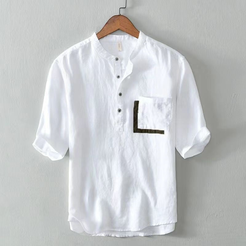 Camisa hombre manga corta - Estilo casual con bolsillos M-4XL