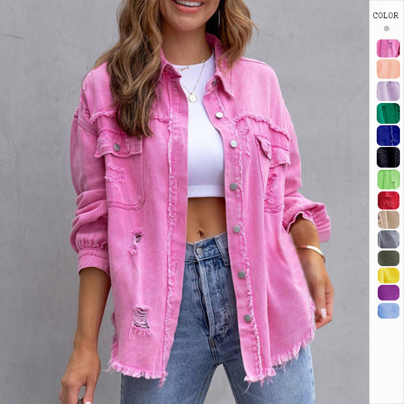 Chaqueta Camisa Rasgada Mujer – Casual Primavera Verano