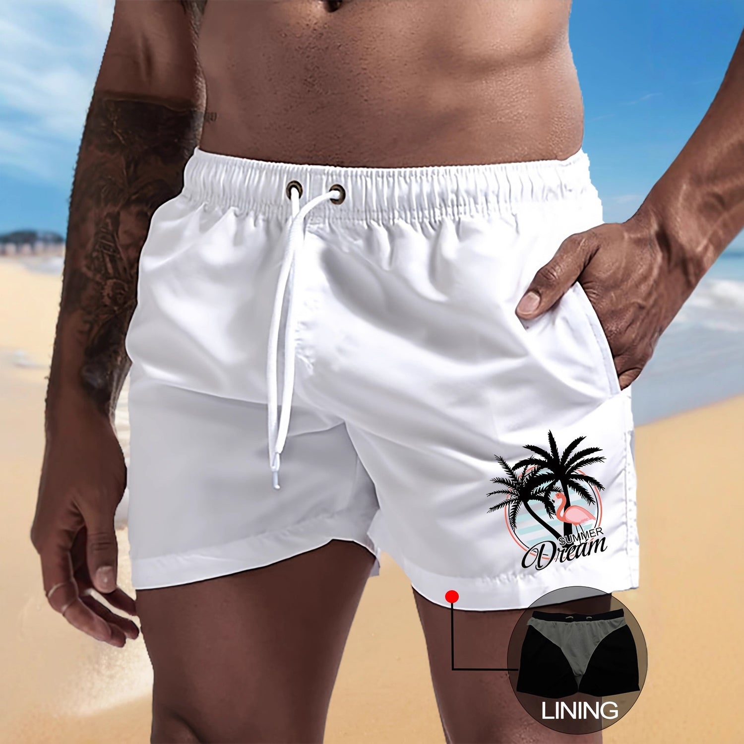 Shorts Deportivos Hombre Casual Playa Jogging Color Liso