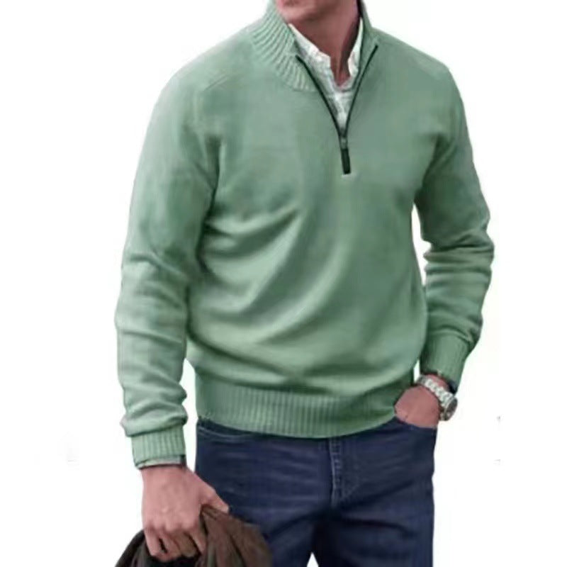 Jersey Hombre Cuello Alto Cremallera de Punto | Casual