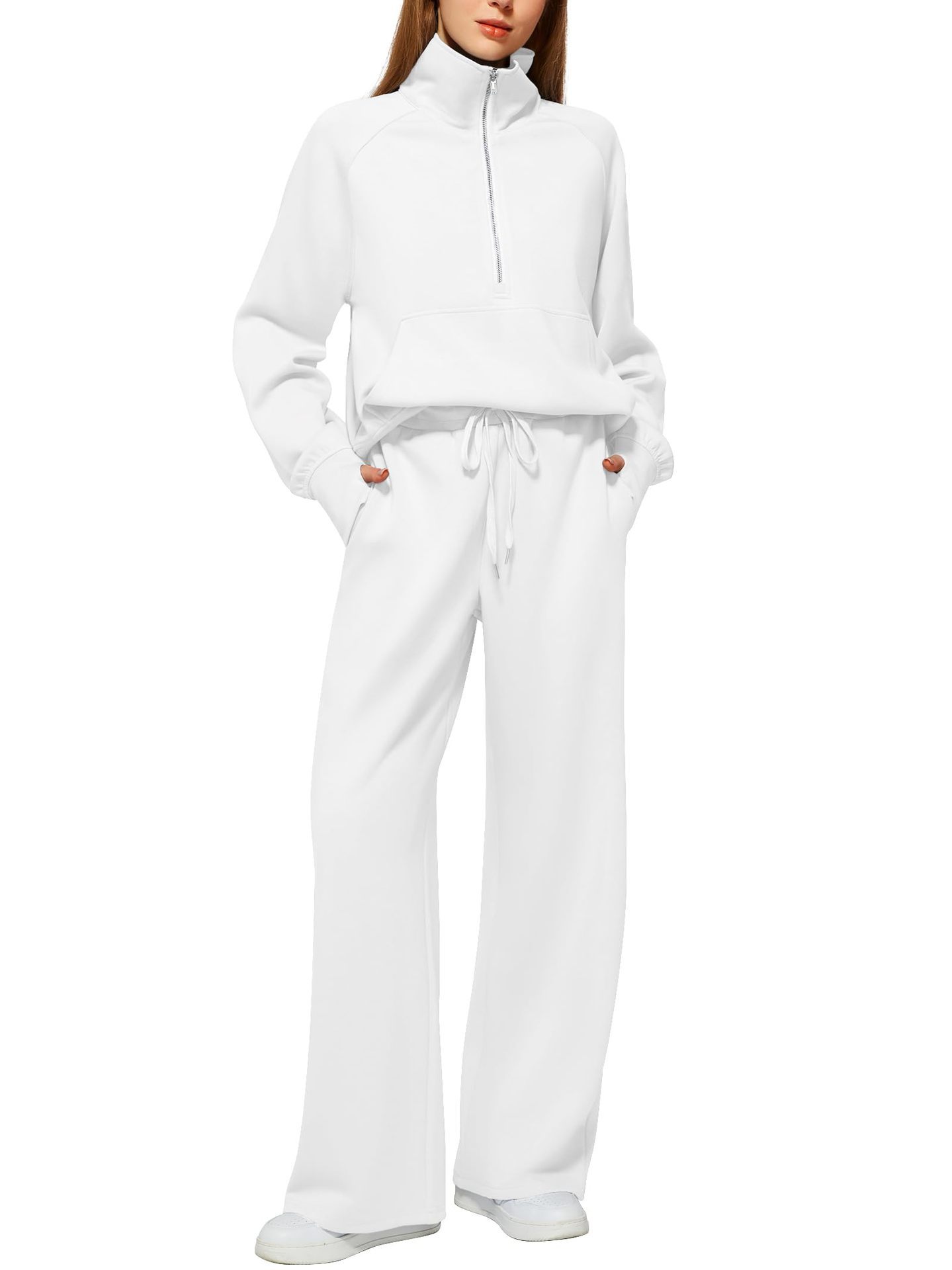 Conjunto Mujer Sudadera Media Cremallera y Pantalón Pierna Ancha