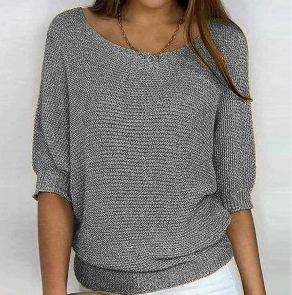 Jersey Mujer Cuello Redondo Manga Tres Cuartos | Punto