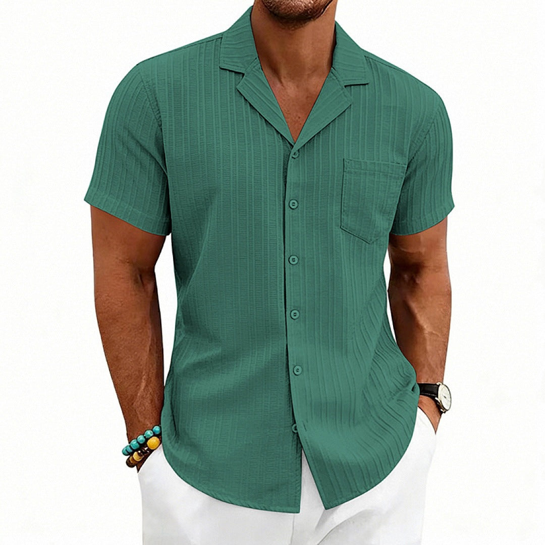Camisa Hombre Manga Corta Cuello Cubano Talla Grande